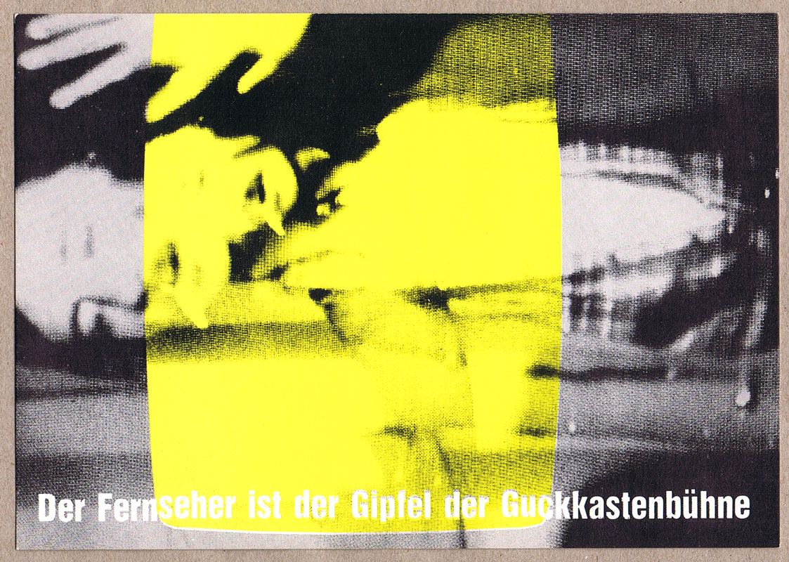 Postkarte-Der-Fernseher-ist-der-Gipfel-der-Guckkastenbuehne